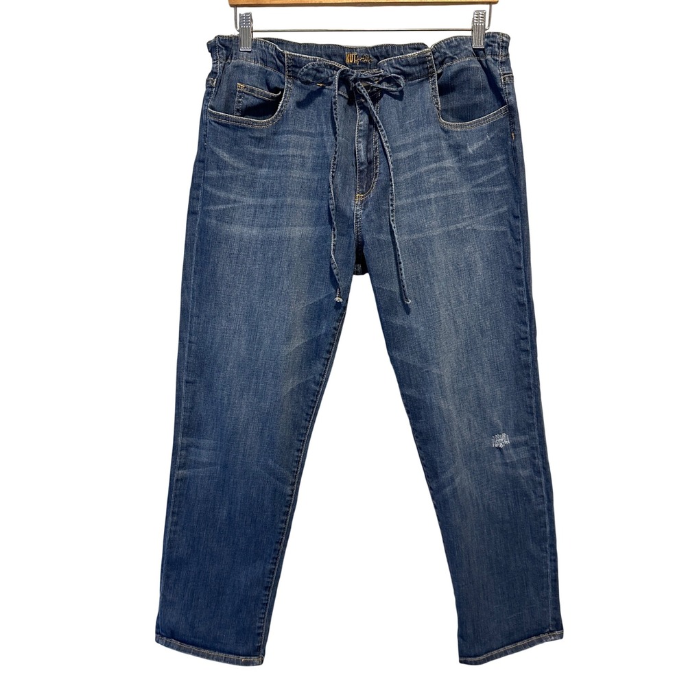 KUT from the Kloth Drawstring Jeans Womens 14 Blue Denim Relaxed Casual